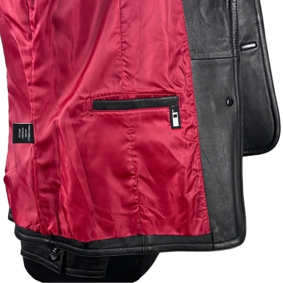 VINTAGE 90S RELATIVITY BLACK LEATHER NOTCHED COLLAR BUTTON DOWN BLAZER JACKET - Picture 13 of 14